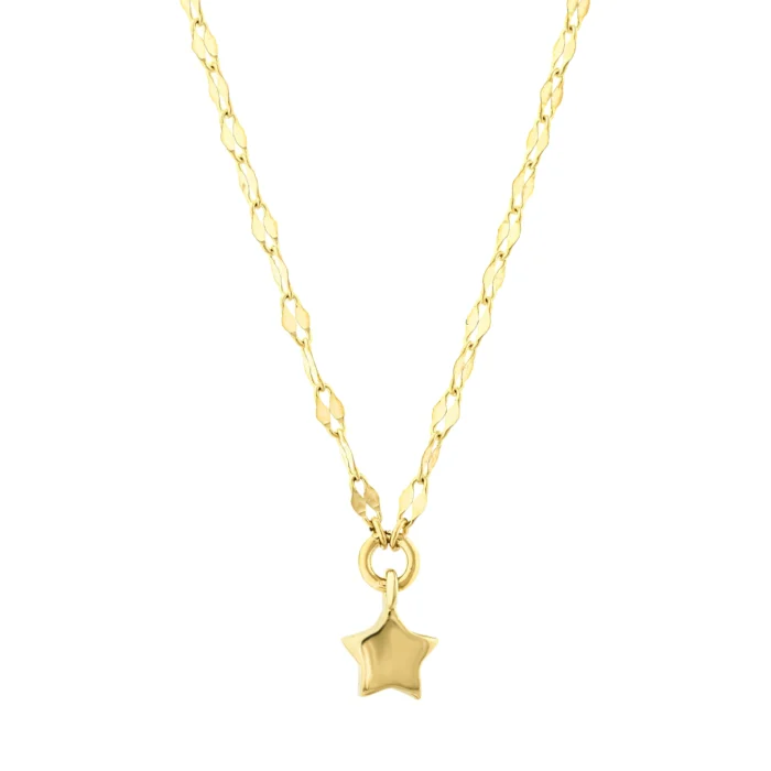 Yıldızlı Ezme Forse Zincir Choker 1 14 Ayar Sarı Altın Yıldızlı Ezme Forse Zincir Choker