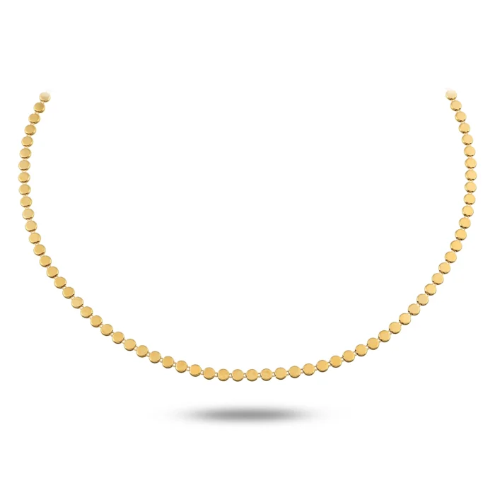 Yuvarlak Ezme Zincir Choker 1 14 Ayar Sarı Altın Yuvarlak Ezme Zincir Choker