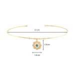 14 Ayar Sarı Altın Yuvarlak Firuze Taşlı Çiçek Madalyon Uçlu Tel Choker