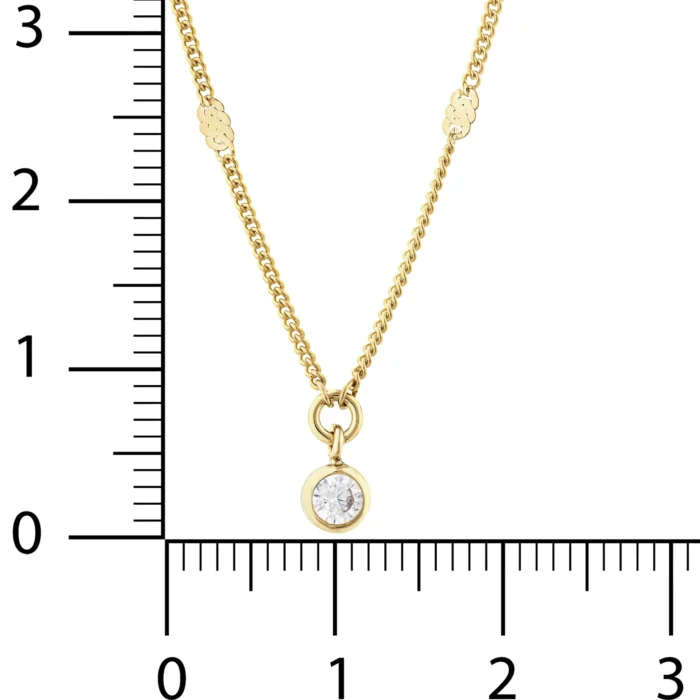 14 Ayar Sarı Altın Yuvarlak Taşlı Aynalı Zincir Choker