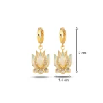 Mavi Mineli Lotus Çiçeği Sallantılı Altın Küpe 5 14 Ayar Mavi Mineli Lotus Çiçeği Sallantılı Sarı Altın Küpe